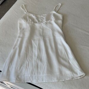 Nectar clothing White lined Slip Dress bow tie back Sz L